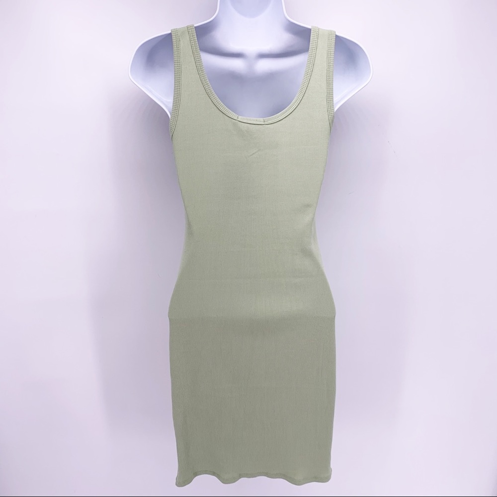 NEW Fashion Nova Lynda Ribbed Mini Dress - Sage Green Size Medium - Picture 5 of 9